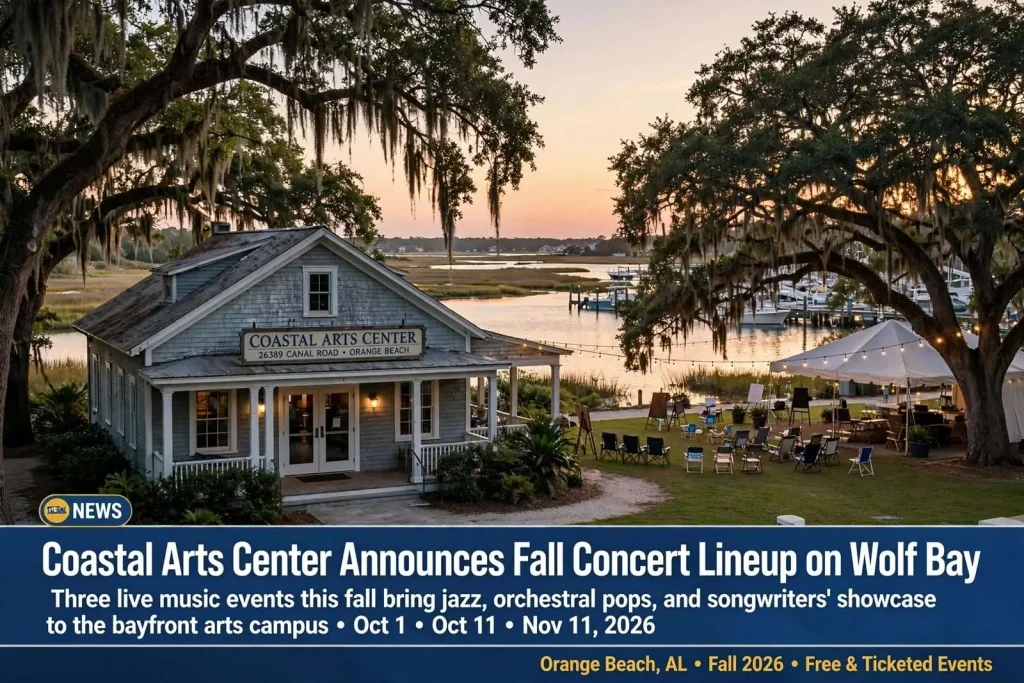 Illustration for the news story: Coastal Arts Center Announces Fall Concert Lineup on Wolf Bay