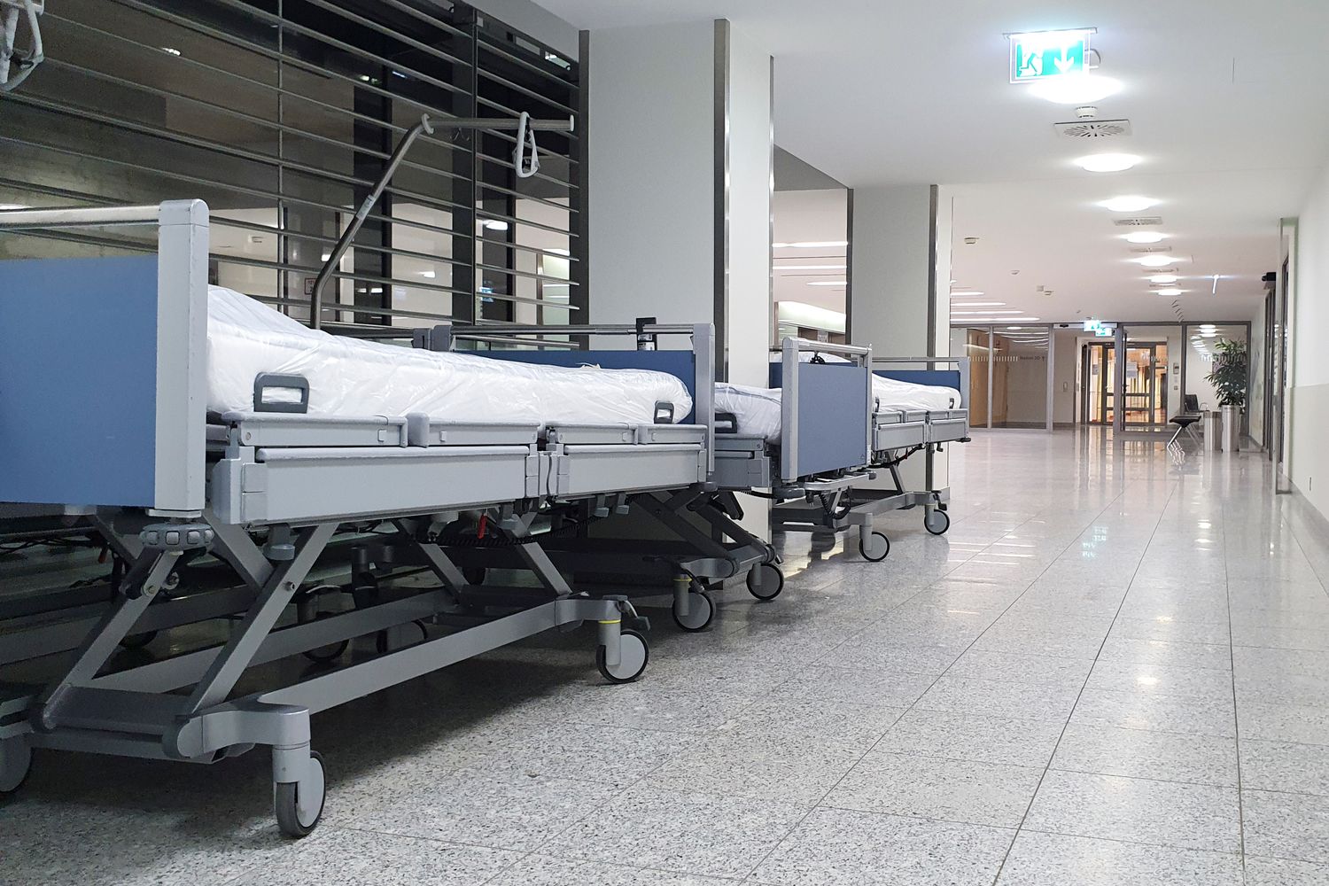 Cots set up inside an emergency warming shelter ahead of a hard freeze