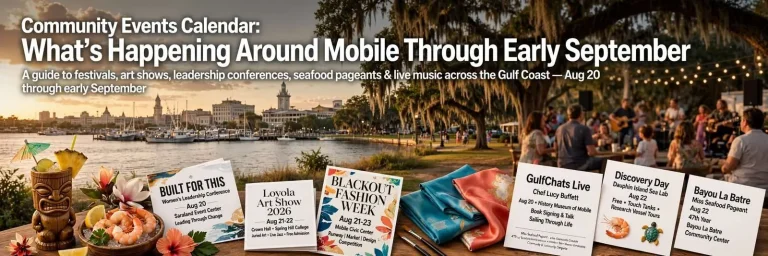 Illustration for the news story: Community Events Calendar: What’s Happening Around Mobile Through Early September