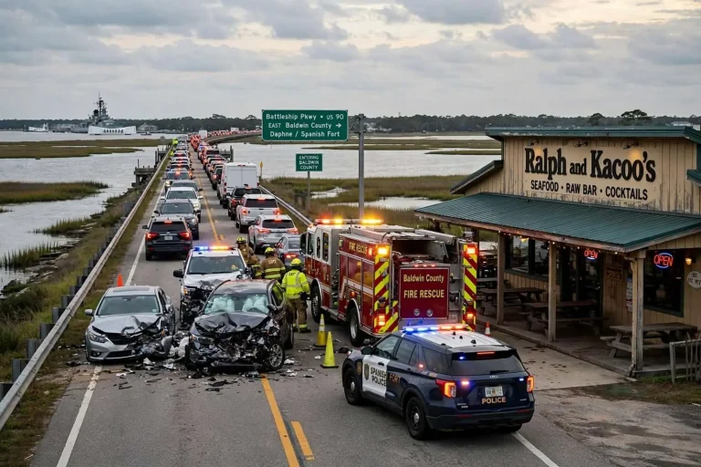 Illustration for the news story: Crash on the Causeway Backs Up Traffic Into Baldwin County