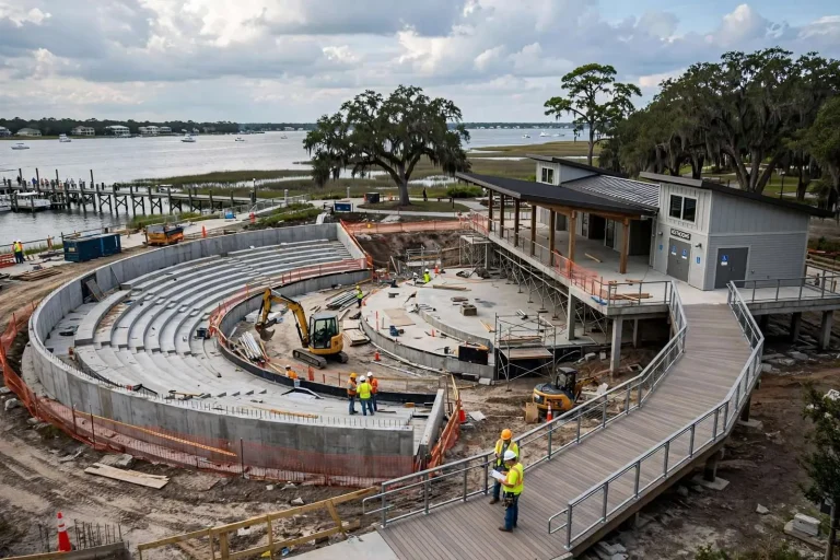 Illustration for the news story: Crews Make Progress on Daphne’s Bayfront Park Amphitheater, Still on Track for Spring 2027 Opening