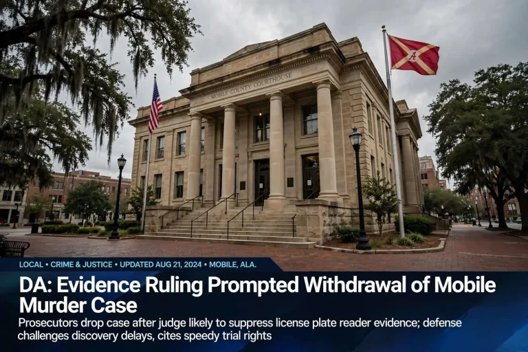 Illustration for the news story: DA: Evidence Ruling Prompted Withdrawal of Mobile Murder Case