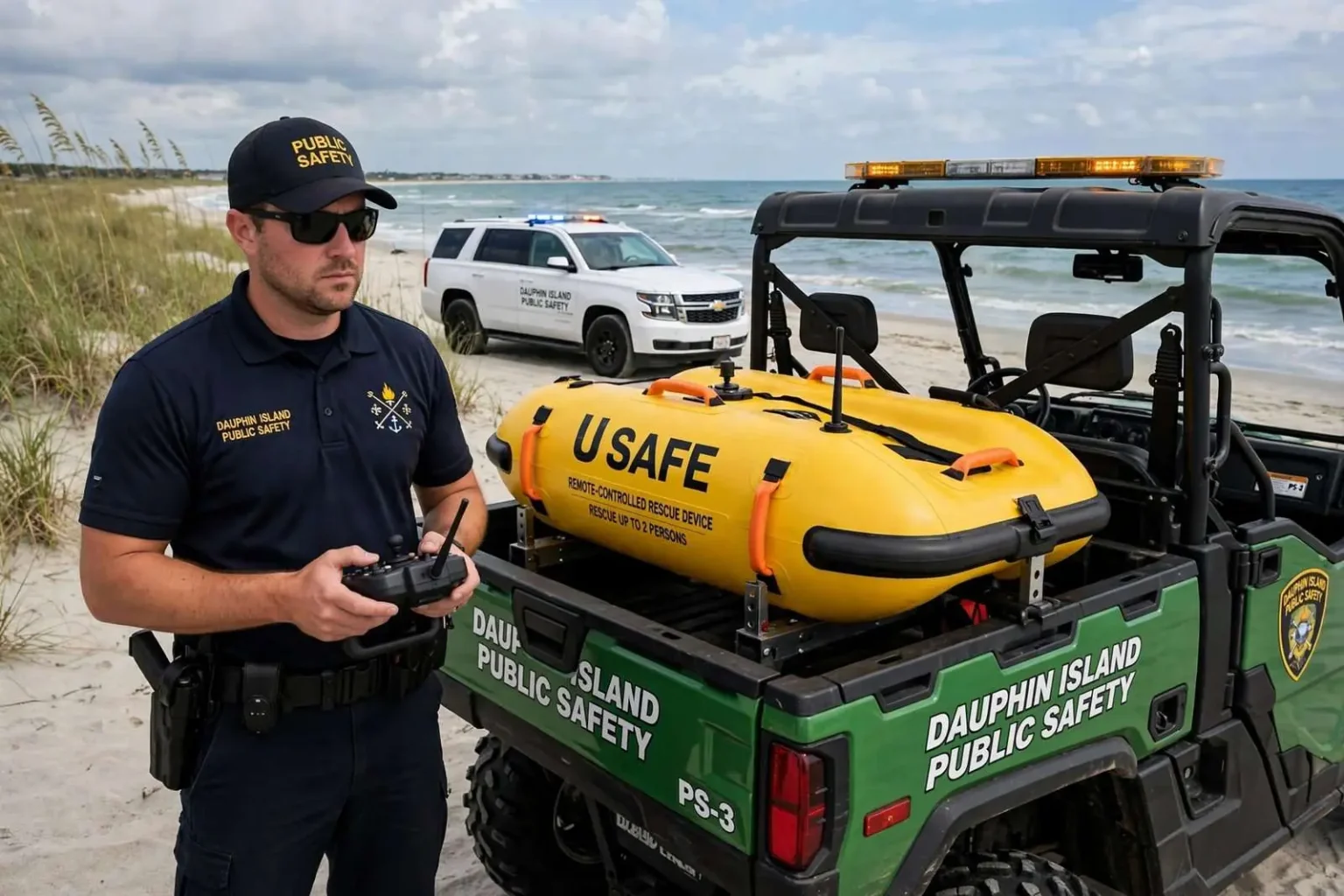 Illustration for the news story: Dauphin Island Adds Remote-Controlled Rescue Device to Aid Water Rescues