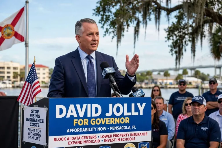 Illustration for the news story: Democratic Governor Nominee David Jolly Brings Affordability Pitch to Pensacola
