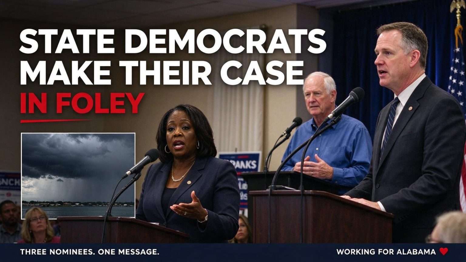 Illustration for the news story: Democratic Nominees for Statewide Office Make Their Case to South Baldwin Democrats in Foley