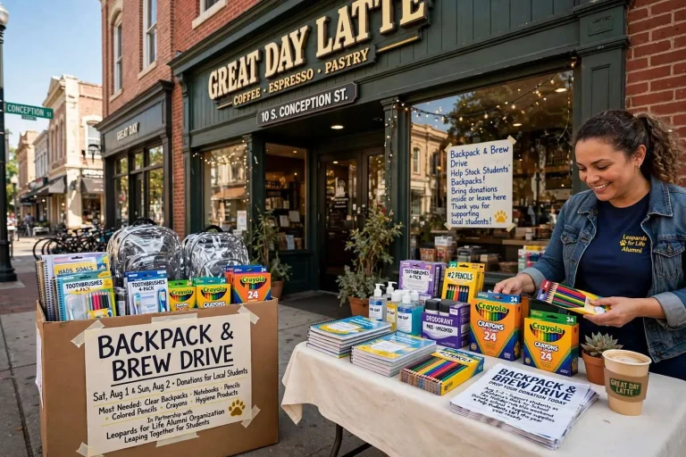 Illustration for the news story: Downtown Mobile Coffee Shop Rallies Community to Stock Students’ Backpacks