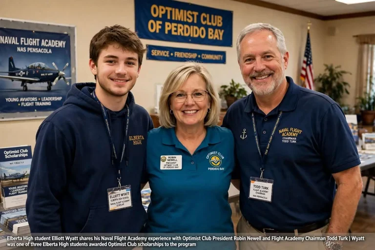Illustration for the news story: Elberta High Student Shares Naval Flight Academy Experience With Optimist Club