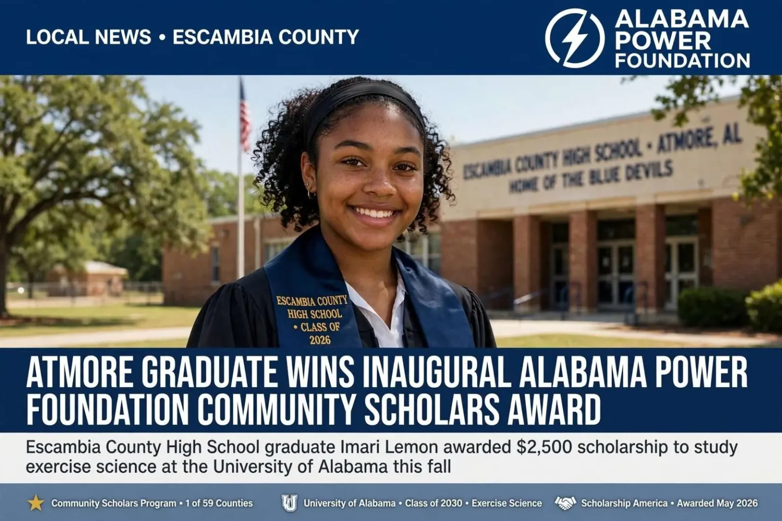 Illustration for the news story: Escambia County High Grad Wins Inaugural Alabama Power Foundation Community Scholars Award