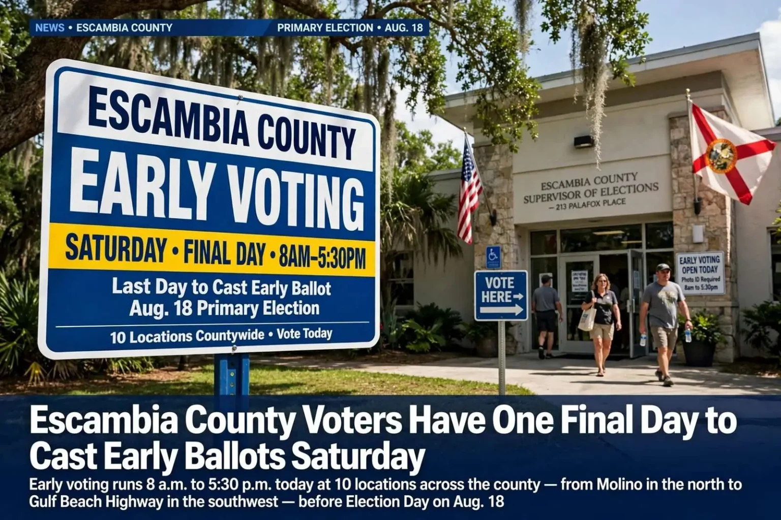 Illustration for the news story: Escambia County Voters Have One Final Day to Cast Early Ballots Saturday