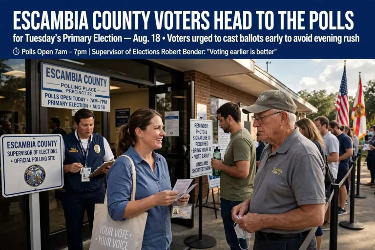 Illustration for the news story: Escambia County Voters Head to the Polls for Tuesday’s Primary Election