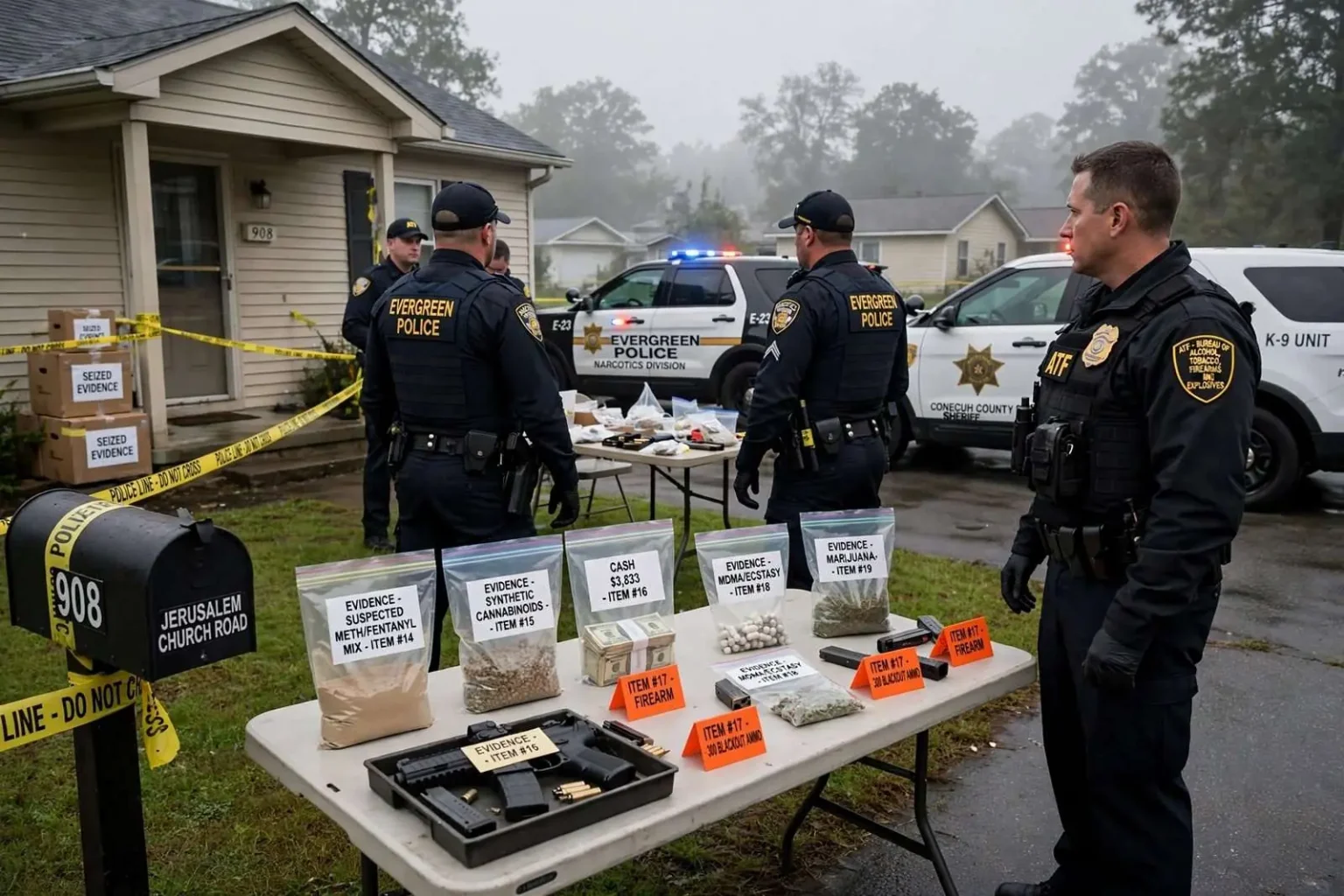 Illustration for the news story: Evergreen Drug Investigation Nets Two More Arrests, Pushing Operation Cold Summer Total to 14
