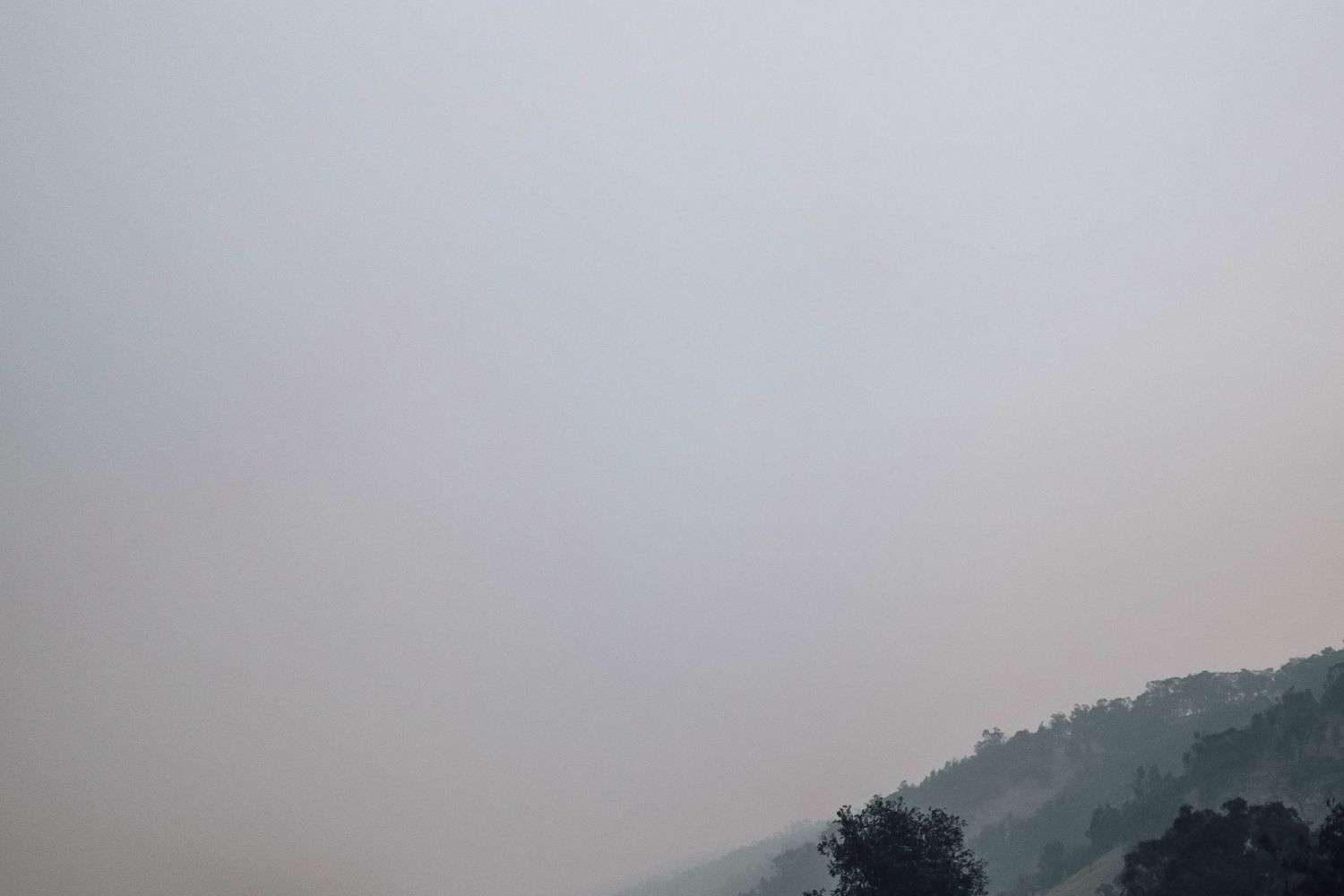 A highway with reduced visibility from smoke