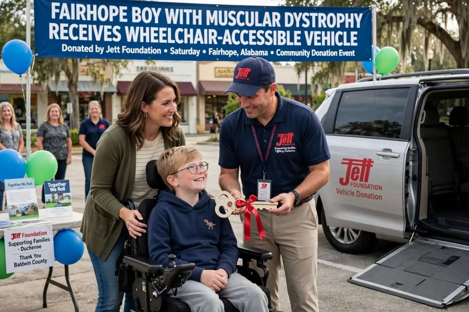 Illustration for the news story: Fairhope Boy With Muscular Dystrophy Receives Wheelchair-Accessible Vehicle From Nonprofit