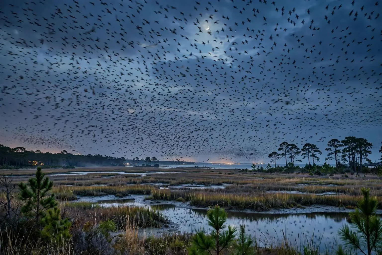 Illustration for the news story: 5.6 Million Birds Were Over Alabama in a Single Night. Fall Migration Is Underway on the Gulf Coast