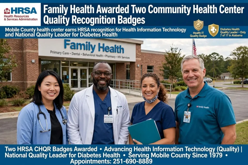 Illustration for the news story: Family Health Awarded Two Community Health Center Quality Recognition Badges