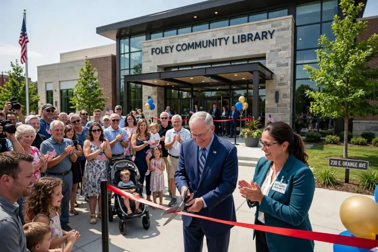 Illustration for the news story: Foley Celebrates Opening of New 40,000-Square-Foot Community Library