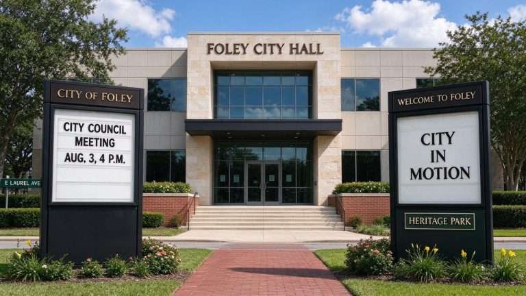 Illustration for the news story: Foley Council Advances Library Restructuring, Rezoning and Business Development Items at Aug. 3 Meeting
