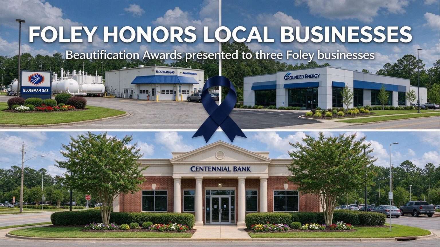 Illustration for the news story: Foley Honors Blossman Gas, Grounded Energy and Centennial Bank With Beautification Awards