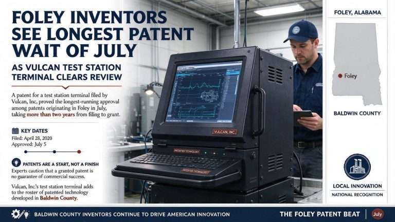 Illustration for the news story: Foley Inventors See Longest Patent Wait of July as Vulcan Test Station Terminal Clears Review
