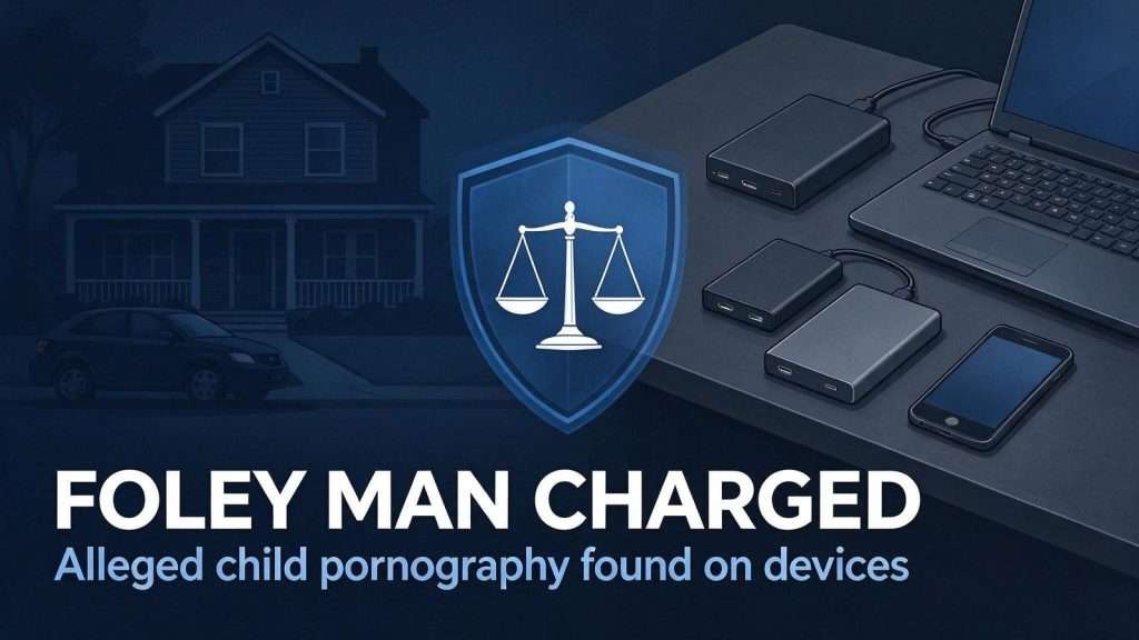 Illustration for the news story: Foley Man Charged After Alleged Discovery of Child Pornography on His Devices