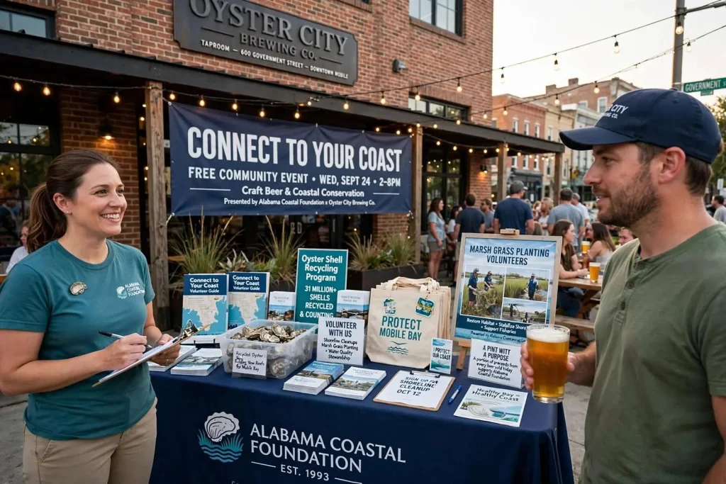 Illustration for the news story: Free ‘Connect to Your Coast’ Event Pairs Craft Beer and Coastal Conservation in Downtown Mobile