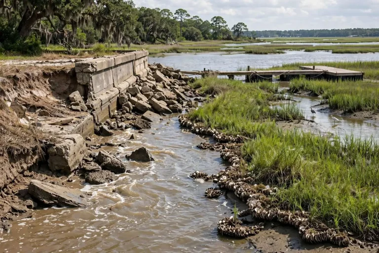 Illustration for the news story: From Bulkheads to Living Shorelines: How Coastal Alabama Is Fighting to Save Its Marshes