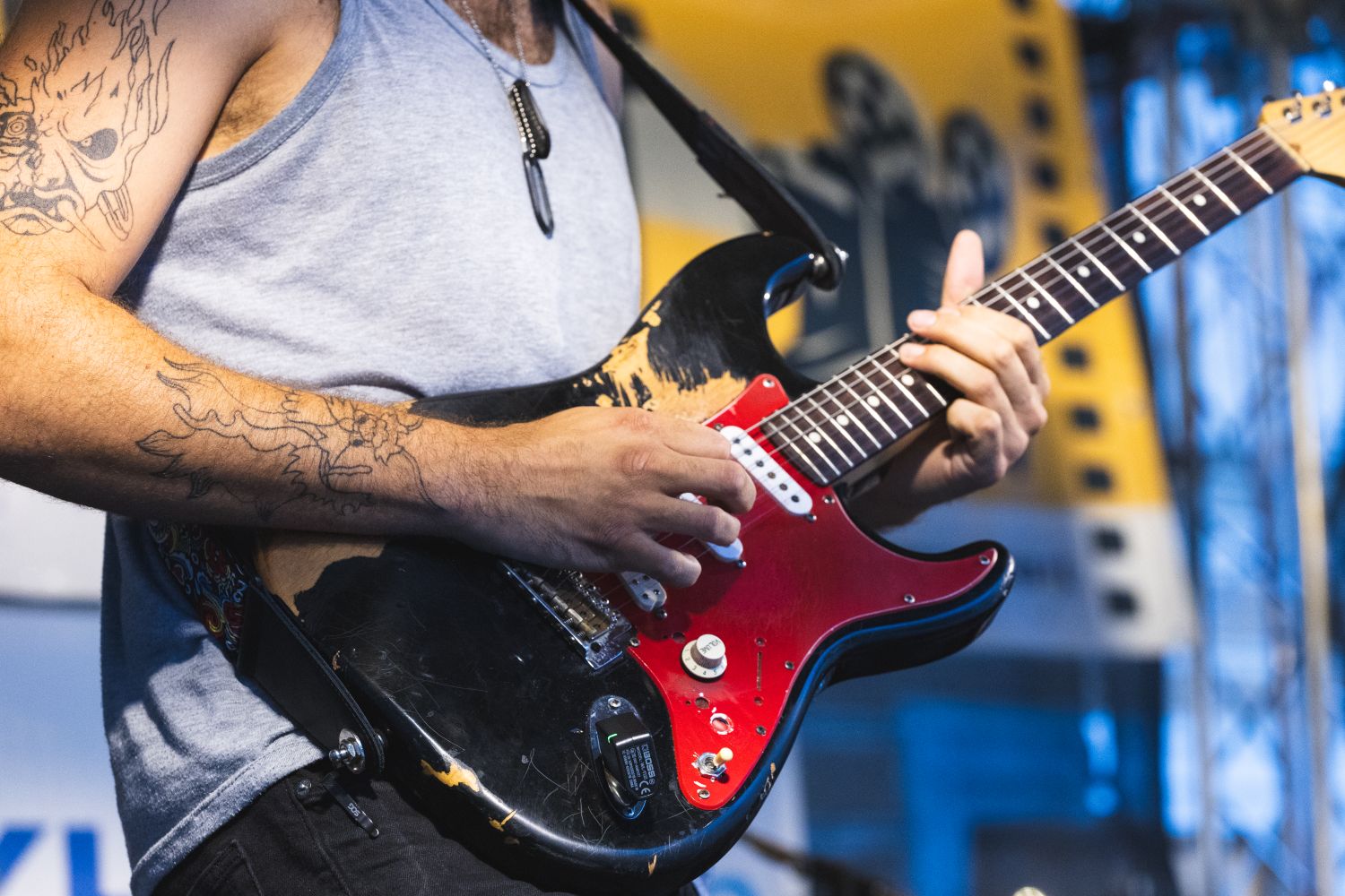 Punk musicians playing live at an Alabama venue