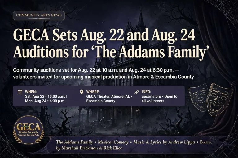 Illustration for the news story: GECA Sets Aug. 22 and Aug. 24 Auditions for ‘The Addams Family’