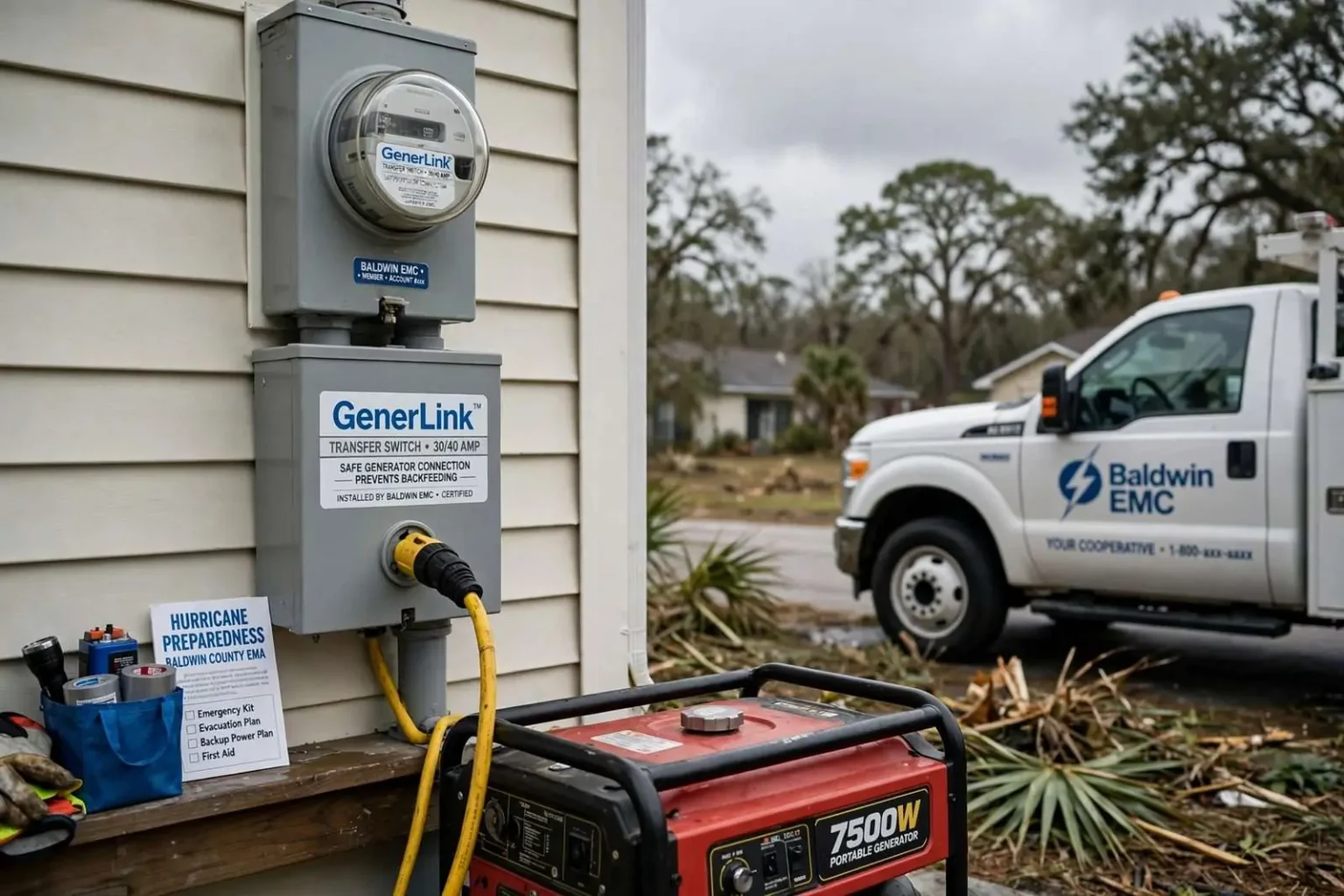 Illustration for the news story: GenerLink Transfer Switches Offer Baldwin County Homeowners a Safer Way to Power Up During Outages
