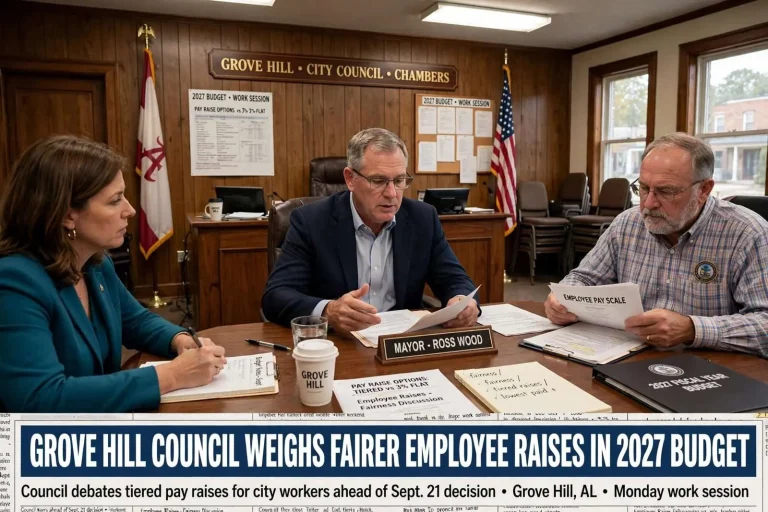 Illustration for the news story: Grove Hill Council Weighs Fairer Employee Raises in 2027 Budget