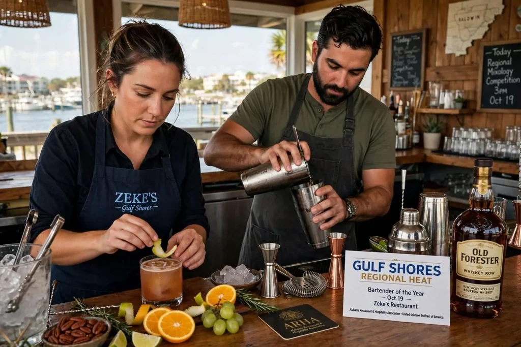 Illustration for the news story: Gulf Shores Bartenders Mix It Up for Shot at Alabama’s Top Mixology Title