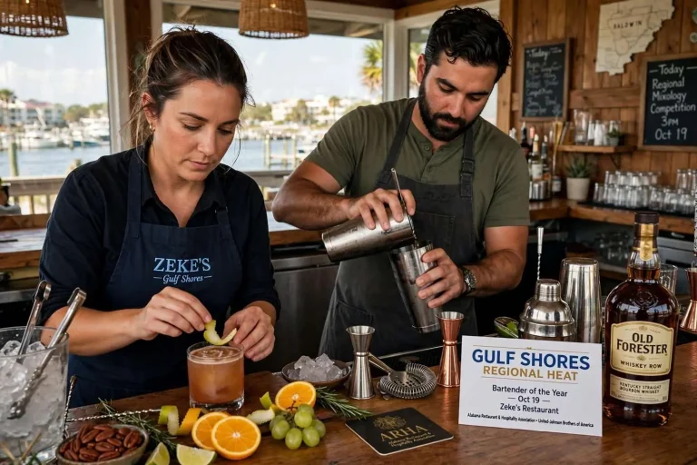 Illustration for the news story: Gulf Shores Bartenders Mix It Up for Shot at Alabama’s Top Mixology Title