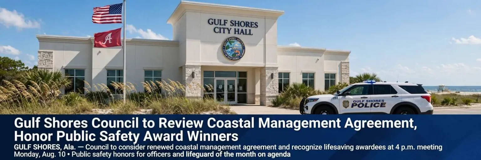 Illustration for the news story: Gulf Shores Council to Review Coastal Management Agreement, Honor Public Safety Award Winners