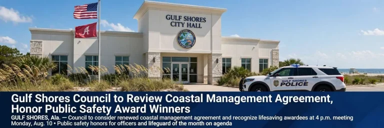 Illustration for the news story: Gulf Shores Council to Review Coastal Management Agreement, Honor Public Safety Award Winners