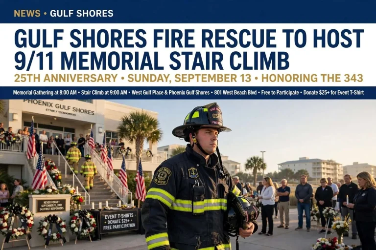 Illustration for the news story: Gulf Shores Fire Rescue to Host 9/11 Memorial Stair Climb for 25th Anniversary