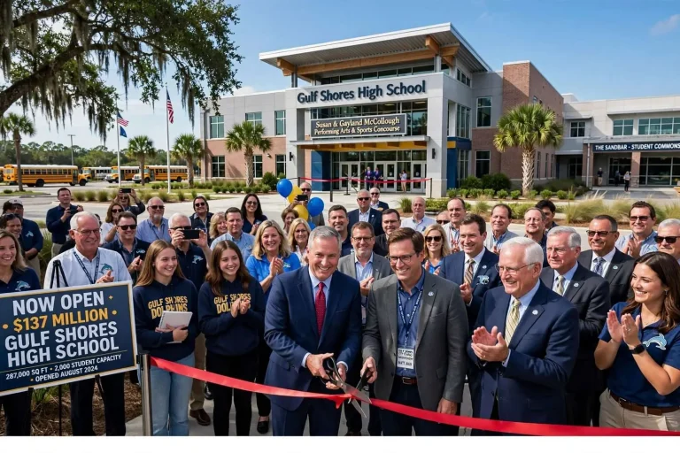 Illustration for the news story: Gulf Shores Opens New $137 Million High School After Nearly Six Years in the Making