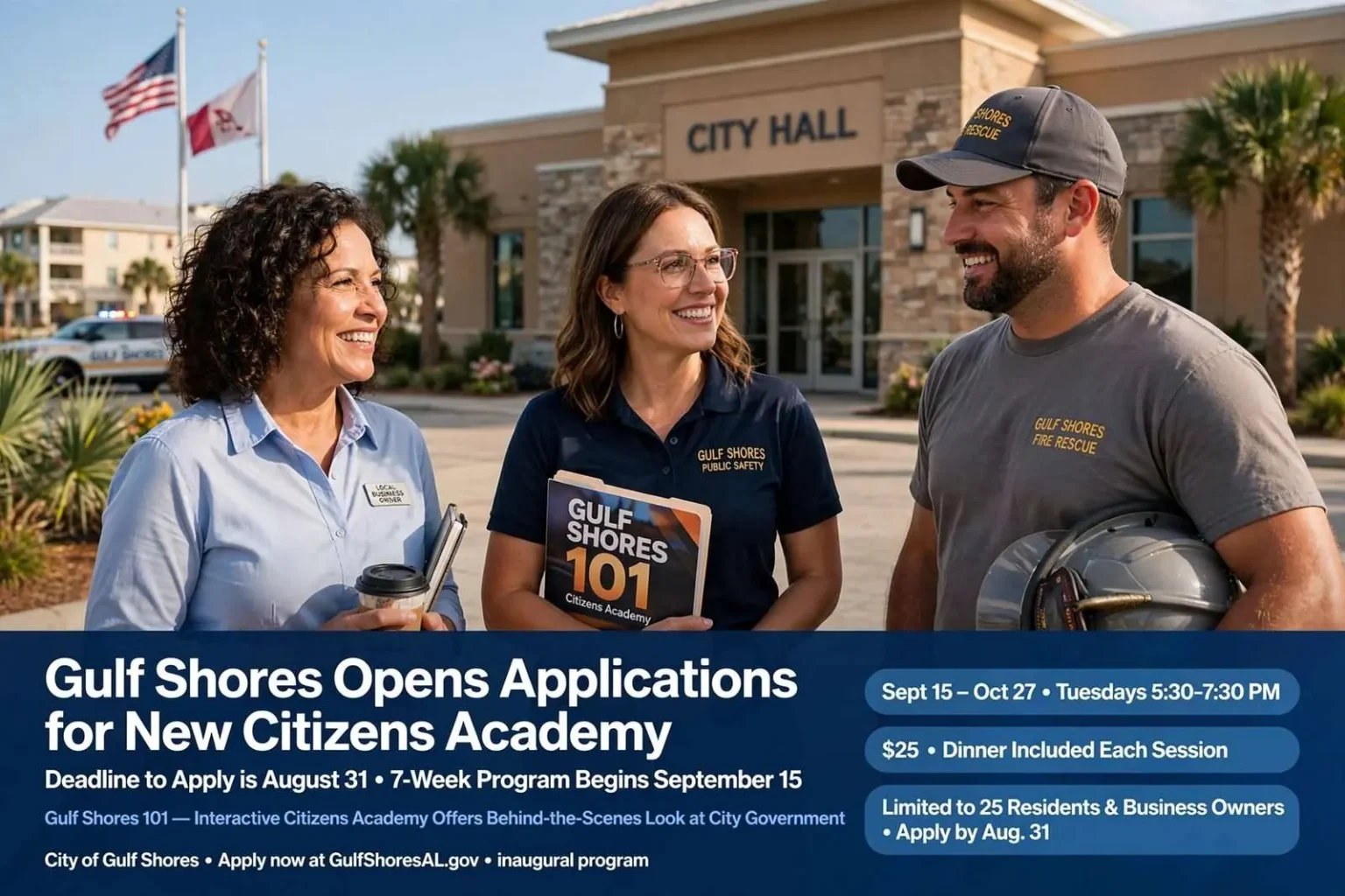 Illustration for the news story: Gulf Shores Opens Applications for New Citizens Academy, Deadline Aug. 31