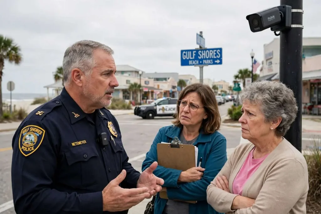 Illustration for the news story: Gulf Shores Police Chief Defends License Plate Cameras as Residents Raise Privacy Concerns