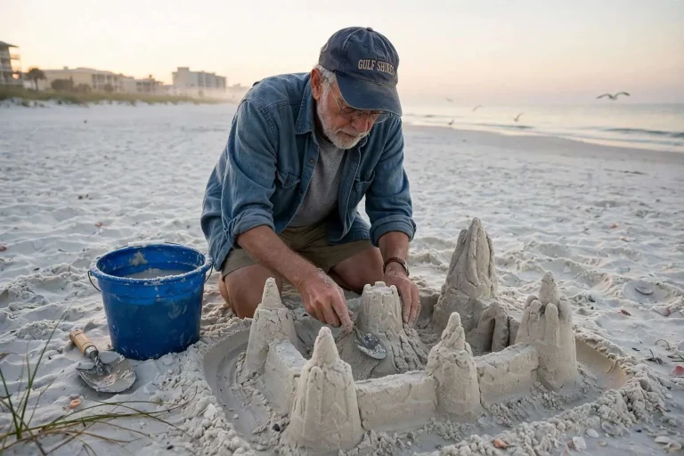 Illustration for the news story: Gulf Shores Sandcastle Ritual Inspires Memoir by Charles Chumley