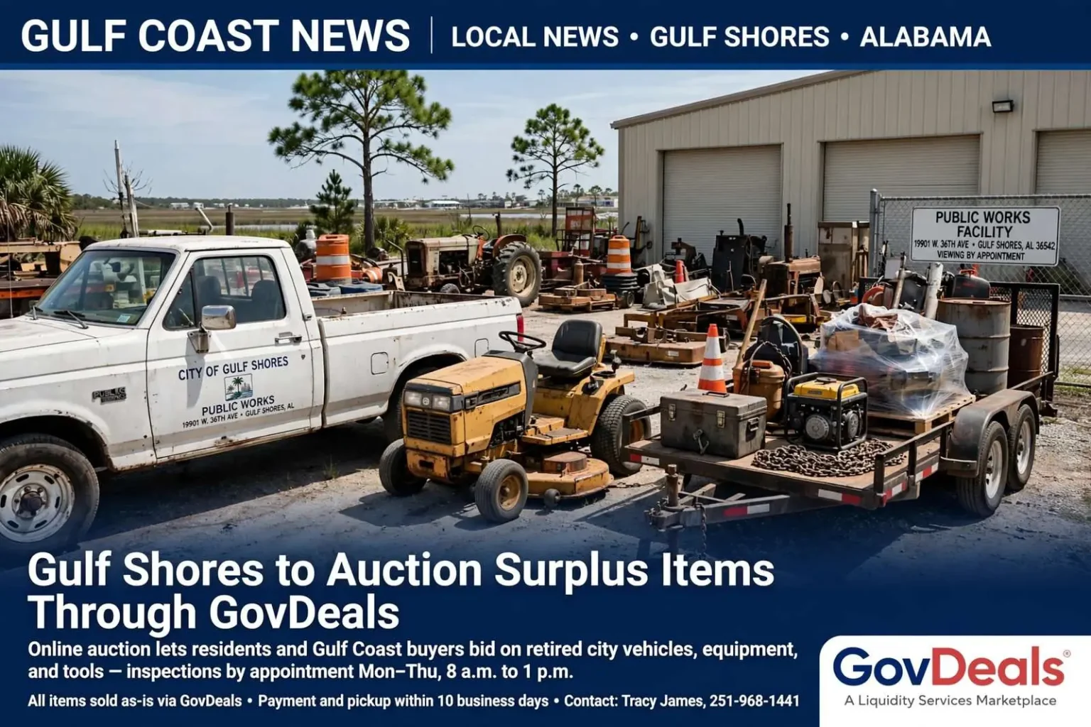 Illustration for the news story: Gulf Shores to Auction Surplus Items Through GovDeals