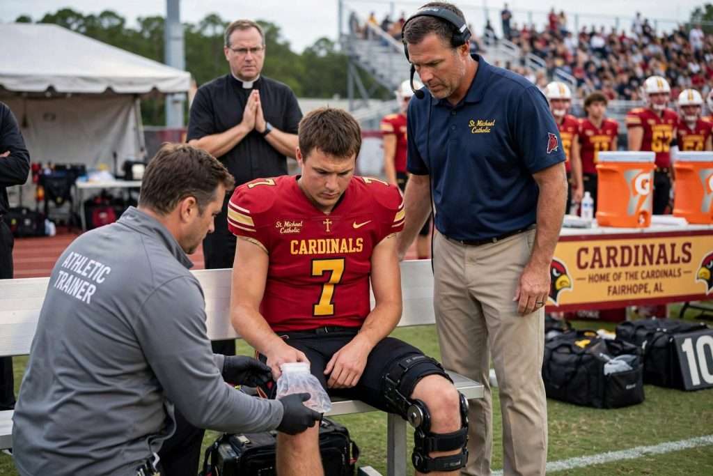 Illustration for the news story: Gunner Rivers Faces Re-Evaluation After Knee Injury, but Philip Rivers Says It Is ‘Not Season-Ending’