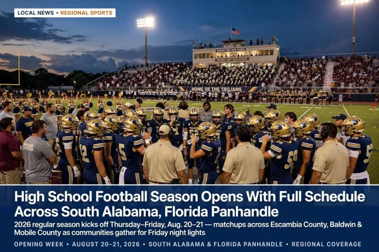 Illustration for the news story: High School Football Season Opens With Full Schedule Across South Alabama, Florida Panhandle