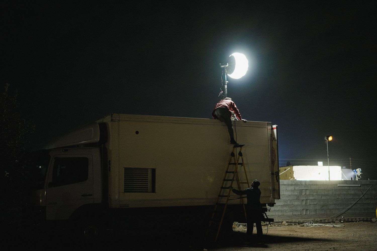 Night film set production for an Alabama horror movie
