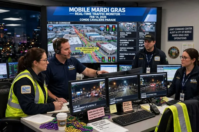 Illustration for the news story: How ALDOT and Mobile Traffic Engineers Keep Mardi Gras Parade Traffic Moving