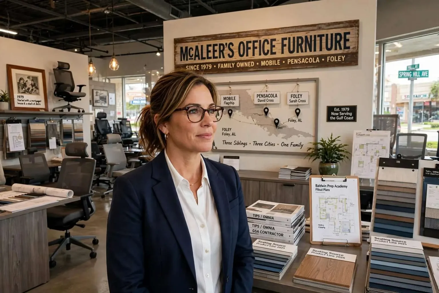 Illustration for the news story: How McAleer’s Office Furniture Grew From a Mortgaged House Into a Gulf Coast Family Empire