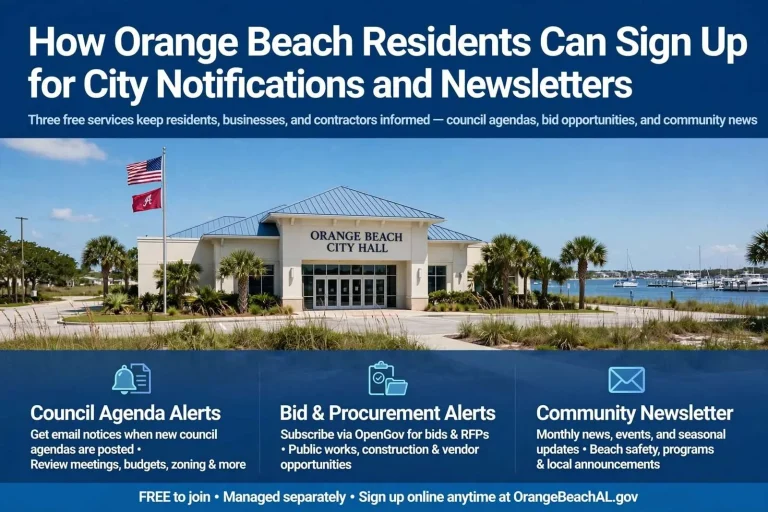 Illustration for the news story: How Orange Beach Residents Can Sign Up for City Notifications and Newsletters