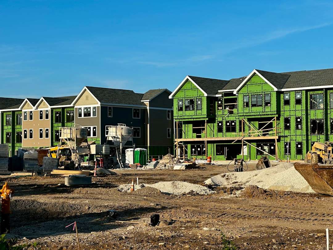 Cleared land prepared for a new multifamily apartment complex construction project