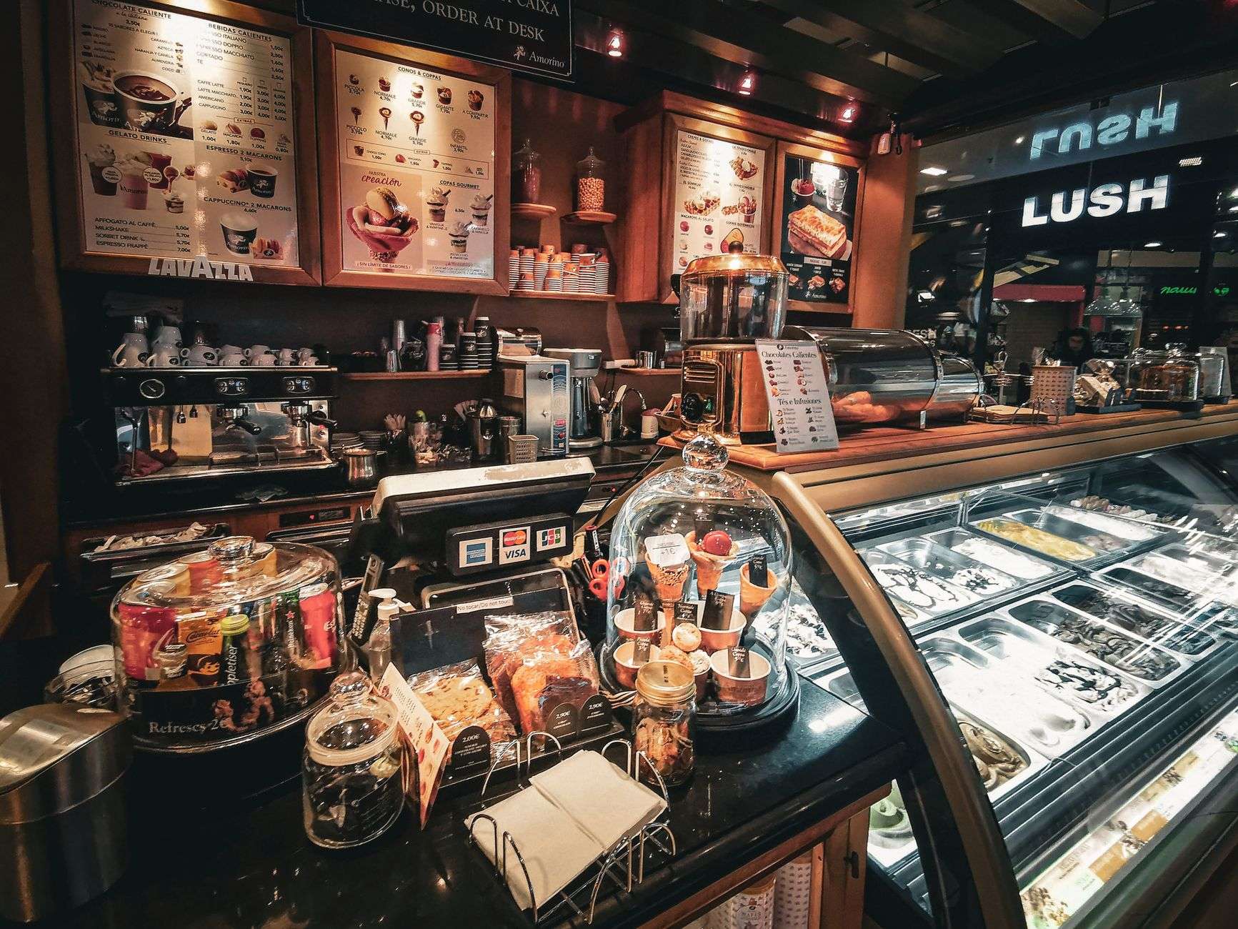 Ice cream and dessert counter display similar to the offerings at WaterTower Creamery in Bay Minette, Alabama