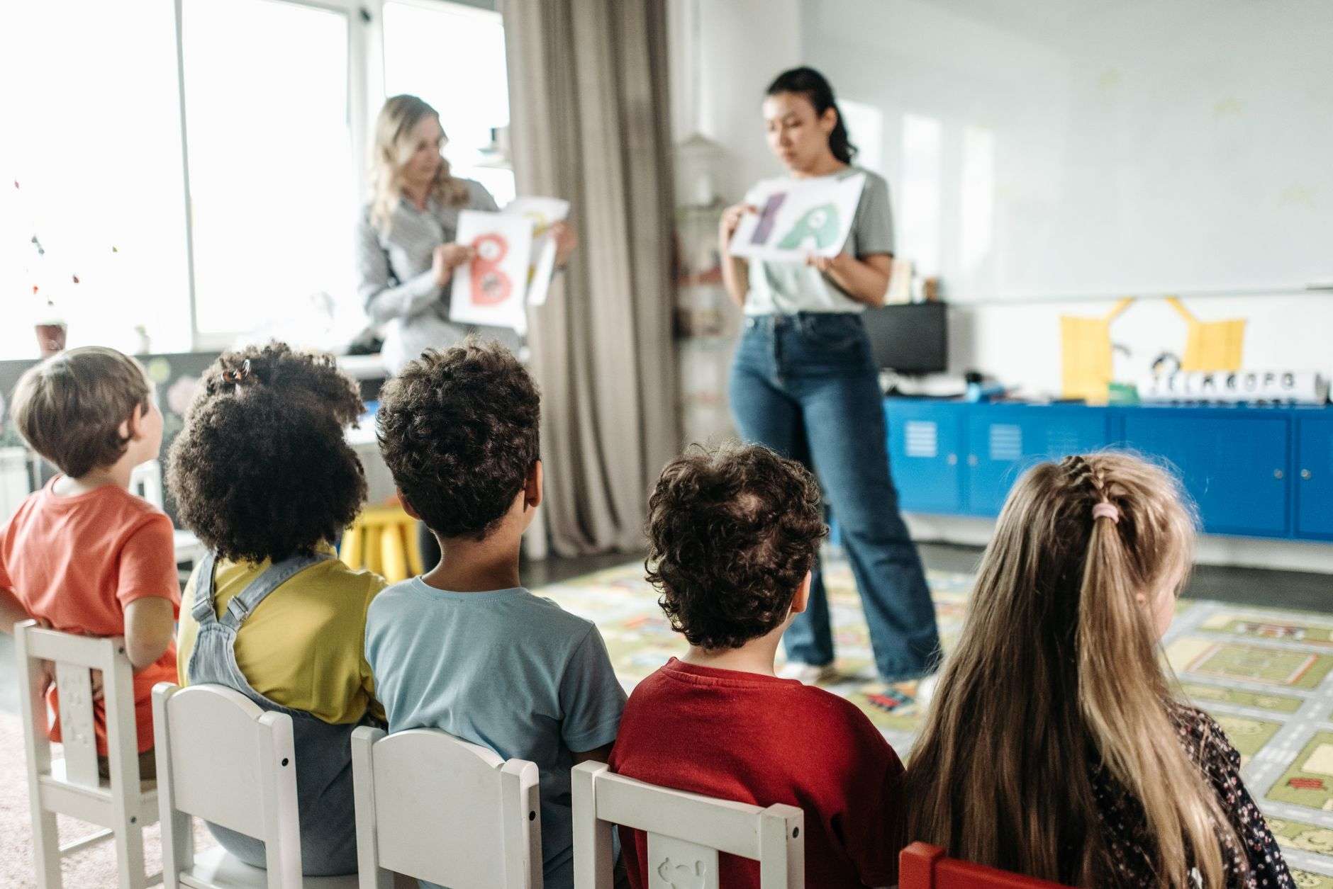 Young students engaged in a classroom learning activity