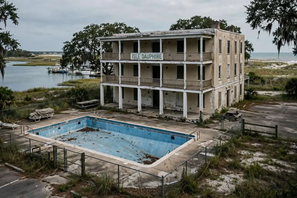 Illustration for the news story: Isle Dauphine Sits Empty, and Dauphin Island Property Owners Are Looking for the Right Tenant